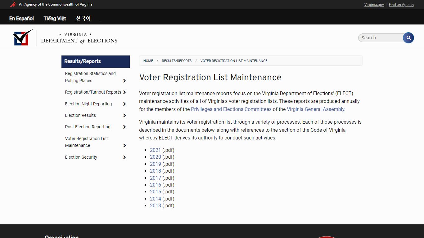 Voter Registration List Maintenance - Virginia Department of Elections